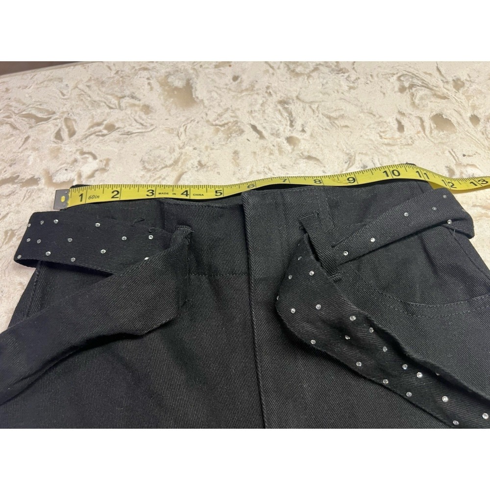 Flying Tomato Black Boot Cut Flare Pants with Studded Tie Belt - Picture 7 of 9